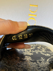 DIOR 26S DWAY SLIDE COTTON EMBROIDERED IN BLACK AND GOLD FLORAL MOTIF
