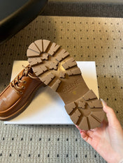 CELINE 26S LACE-UP LOAFERS IN BROWN CALFSKIN