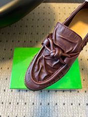 BOTTEGA VENETA 26S LOAFERS IN DARK REDDISH BROWN LAMBSKIN