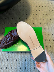 BOTTEGA VENETA 26S LOAFERS IN DARK REDDISH BROWN LAMBSKIN