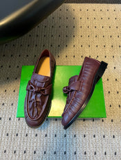 BOTTEGA VENETA 26S LOAFERS IN DARK REDDISH BROWN LAMBSKIN