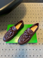 BOTTEGA VENETA 26S LOAFERS IN DARK REDDISH BROWN LAMBSKIN
