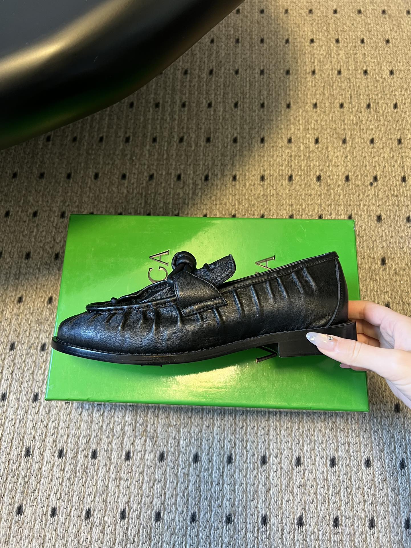 BOTTEGA VENETA 26S LOAFERS IN BLACK LAMBSKIN