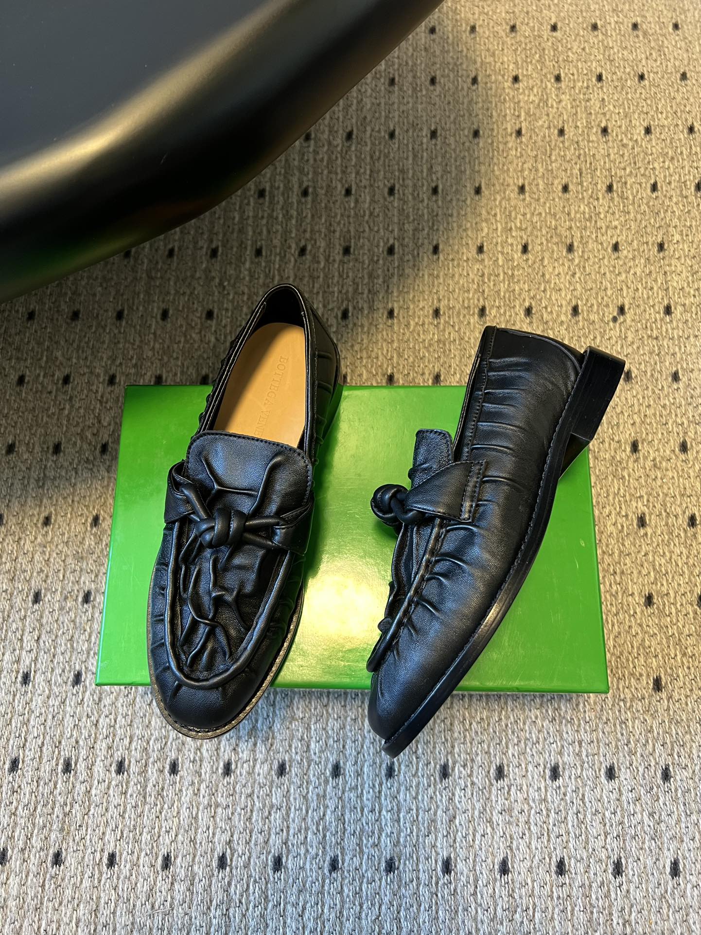 BOTTEGA VENETA 26S LOAFERS IN BLACK LAMBSKIN