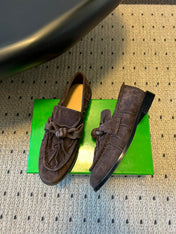 BOTTEGA VENETA 26S LOAFERS IN DARK BROWN SUEDE