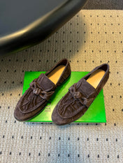 BOTTEGA VENETA 26S LOAFERS IN DARK BROWN SUEDE