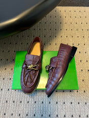 BOTTEGA VENETA 26S LOAFERS IN DARK BROWN LAMBSKIN WITH GOLD HARDWARE