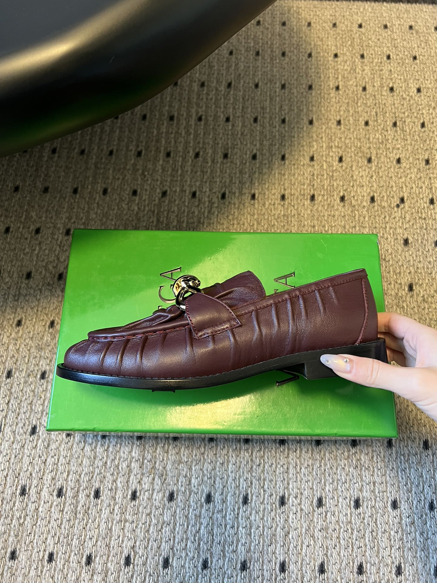 BOTTEGA VENETA 26S LOAFERS IN DARK BROWN LAMBSKIN WITH GOLD HARDWARE