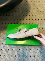 BOTTEGA VENETA 26S LOAFERS IN LIGHT BEIGE SUEDE WITH GOLD HARDWARE