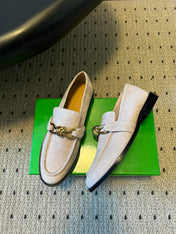 BOTTEGA VENETA 26S LOAFERS IN LIGHT BEIGE SUEDE WITH GOLD HARDWARE