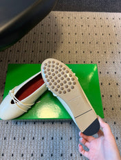 BOTTEGA VENETA 26S ESPADRILLE BALLET FLATS IN WHITE LAMBSKIN