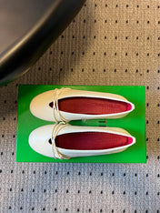 BOTTEGA VENETA 26S ESPADRILLE BALLET FLATS IN WHITE LAMBSKIN