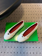 BOTTEGA VENETA 26S ESPADRILLE BALLET FLATS IN WHITE LAMBSKIN