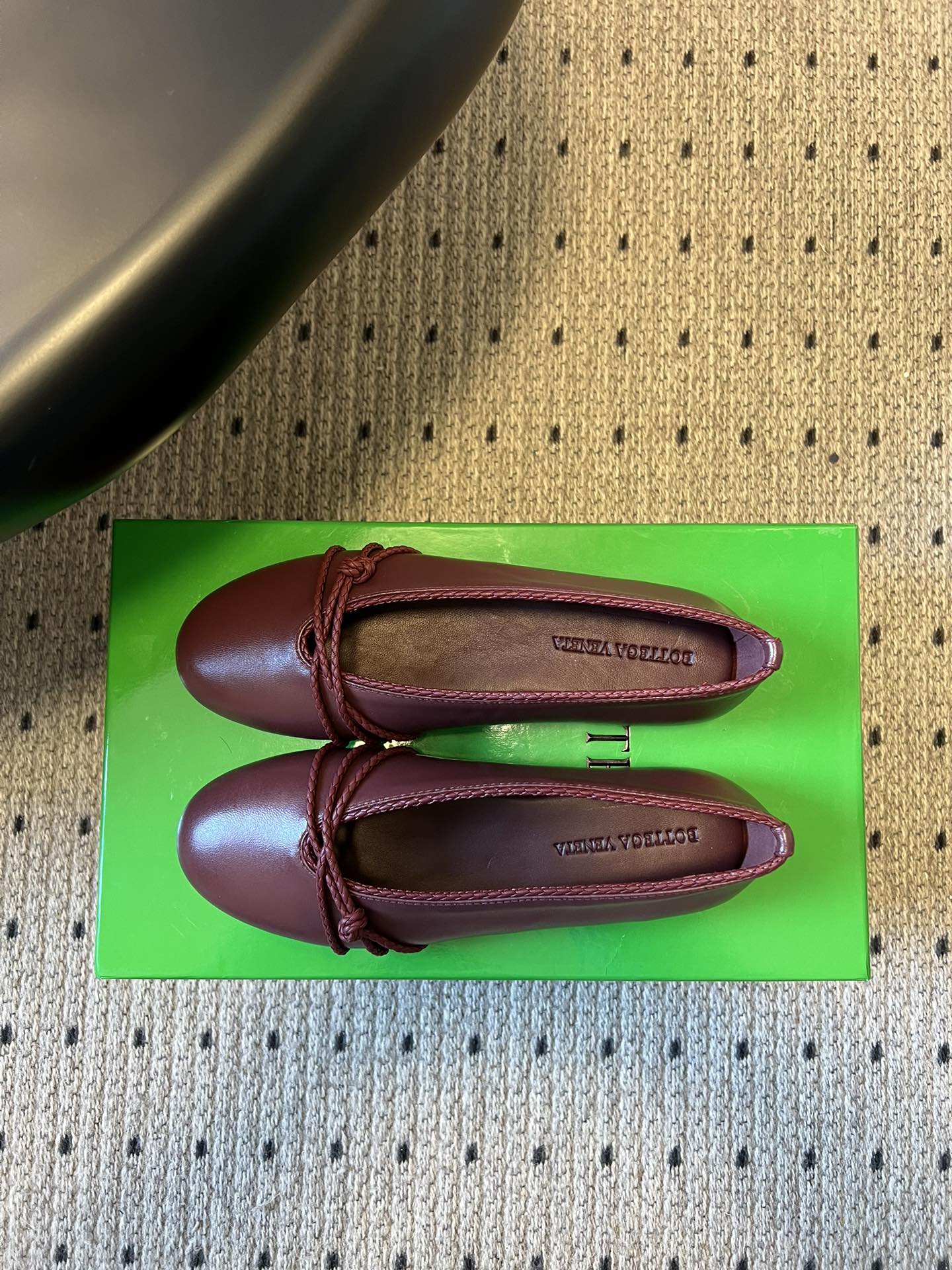 BOTTEGA VENETA 26S ESPADRILLE BALLET FLATS IN DARK RED LAMBSKIN