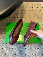 BOTTEGA VENETA 26S ESPADRILLE BALLET FLATS IN DARK RED LAMBSKIN