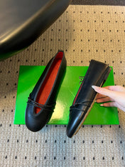 BOTTEGA VENETA 26S ESPADRILLE BALLET FLATS IN BLACK LAMBSKIN