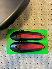 BOTTEGA VENETA 26S ESPADRILLE BALLET FLATS IN BLACK LAMBSKIN