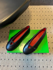 BOTTEGA VENETA 26S ESPADRILLE BALLET FLATS IN BLACK LAMBSKIN