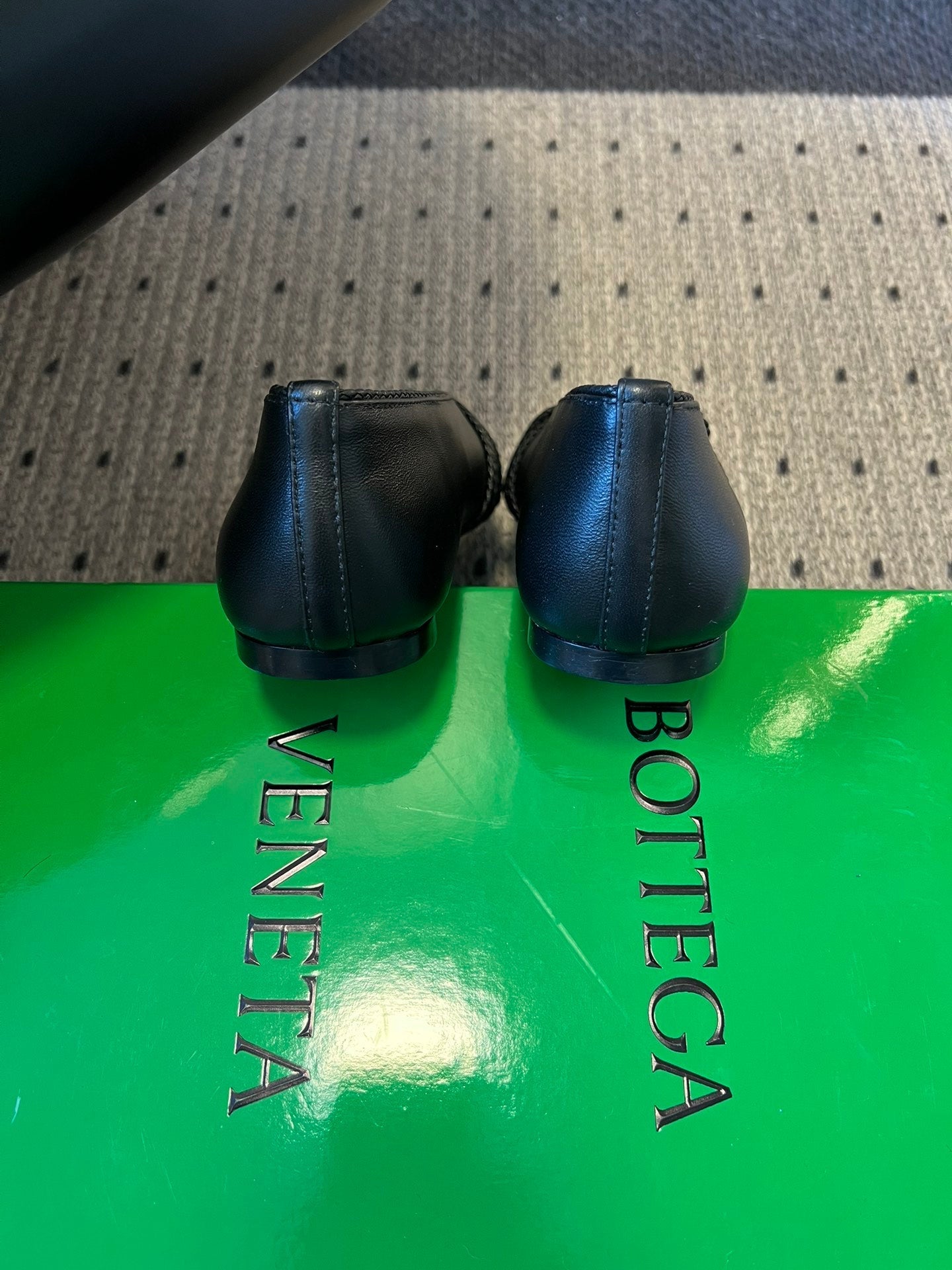 BOTTEGA VENETA 26S ESPADRILLE BALLET FLATS IN BLACK LAMBSKIN