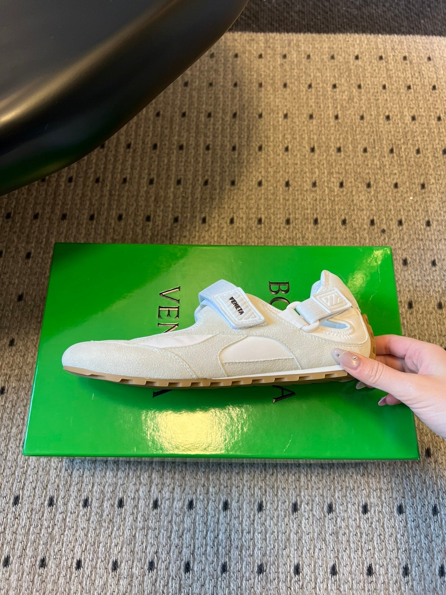 BOTTEGA VENETA 26S MARY JANE SNEAKER IN WHITE SUEDE AND FABRIC