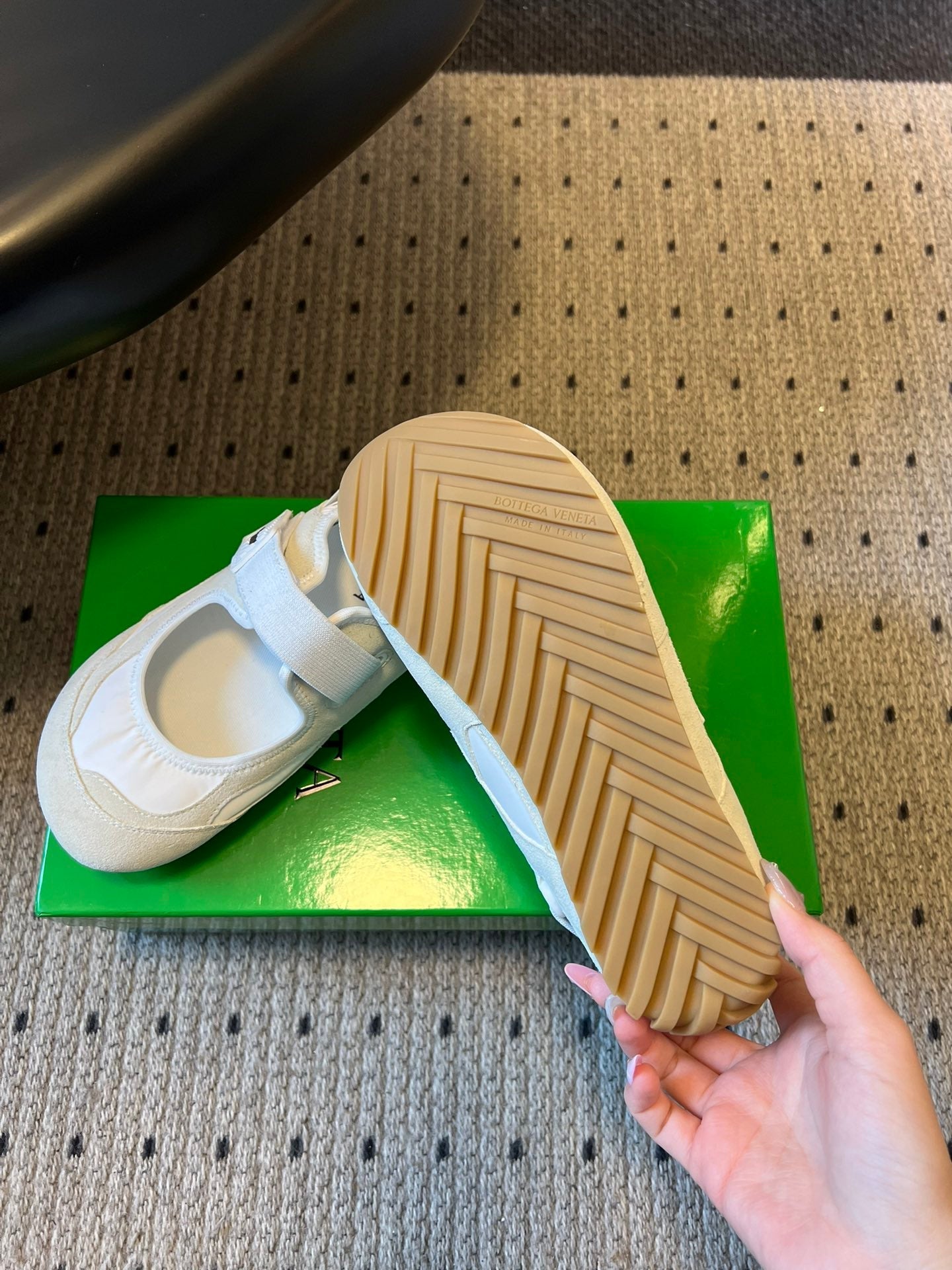 BOTTEGA VENETA 26S MARY JANE SNEAKER IN WHITE SUEDE AND FABRIC