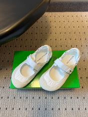 BOTTEGA VENETA 26S MARY JANE SNEAKER IN WHITE SUEDE AND FABRIC