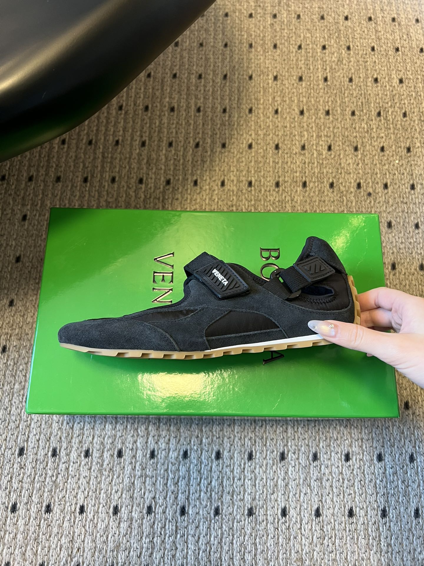 BOTTEGA VENETA 26S MARY JANE SNEAKER IN BLACK SUEDE AND FABRIC