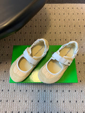 BOTTEGA VENETA 26S MARY JANE SNEAKER IN BEIGE SUEDE AND FABRIC