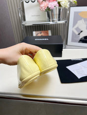 CHANEL 26S MARY JANE FLATS IN LIGHT YELLOW CALFSKIN