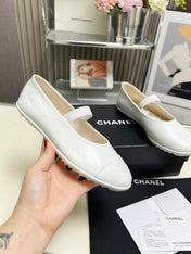 CHANEL 26S MARY JANE FLATS IN WHITE CALFSKIN