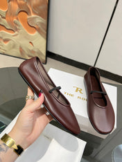 THE ROW 26S BALLET FLATS IN DARK BROWN CALFSKIN