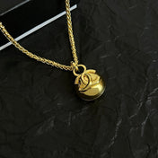 CHANEL 26S DOUBLE C LOGO SPHERE PENDANT CHAIN NECKLACE IN GOLD METAL 630892