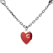 GG HEARTS STERLING SILVER RED ENAMEL PENDANT NECKLACE