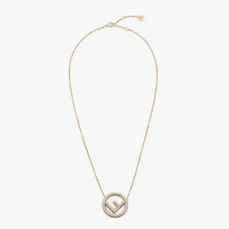 F LOGO NECKLACE GOLD FULL DIAMOND