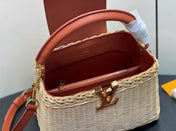 LV 25S CAPUCINES BB BAG 27 PINIC IN TAN CALFSKIN GOLD HARDWARE