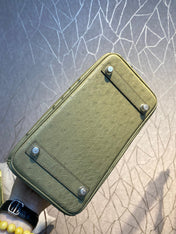 HM BIRKIN 30CM KHAKI OSTRICH LEATHER SILVER HARDWARE