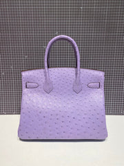 HM BIRKIN 30CM PURPLE OSTRICH LEATHER SILVER HARDWARE