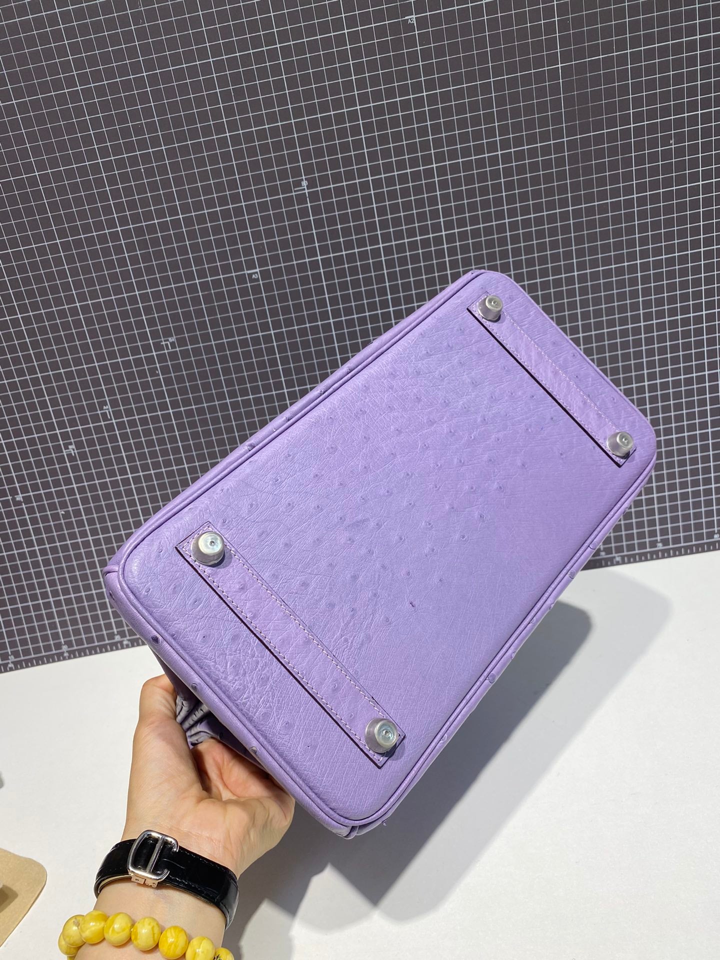 HM BIRKIN 30CM PURPLE OSTRICH LEATHER SILVER HARDWARE