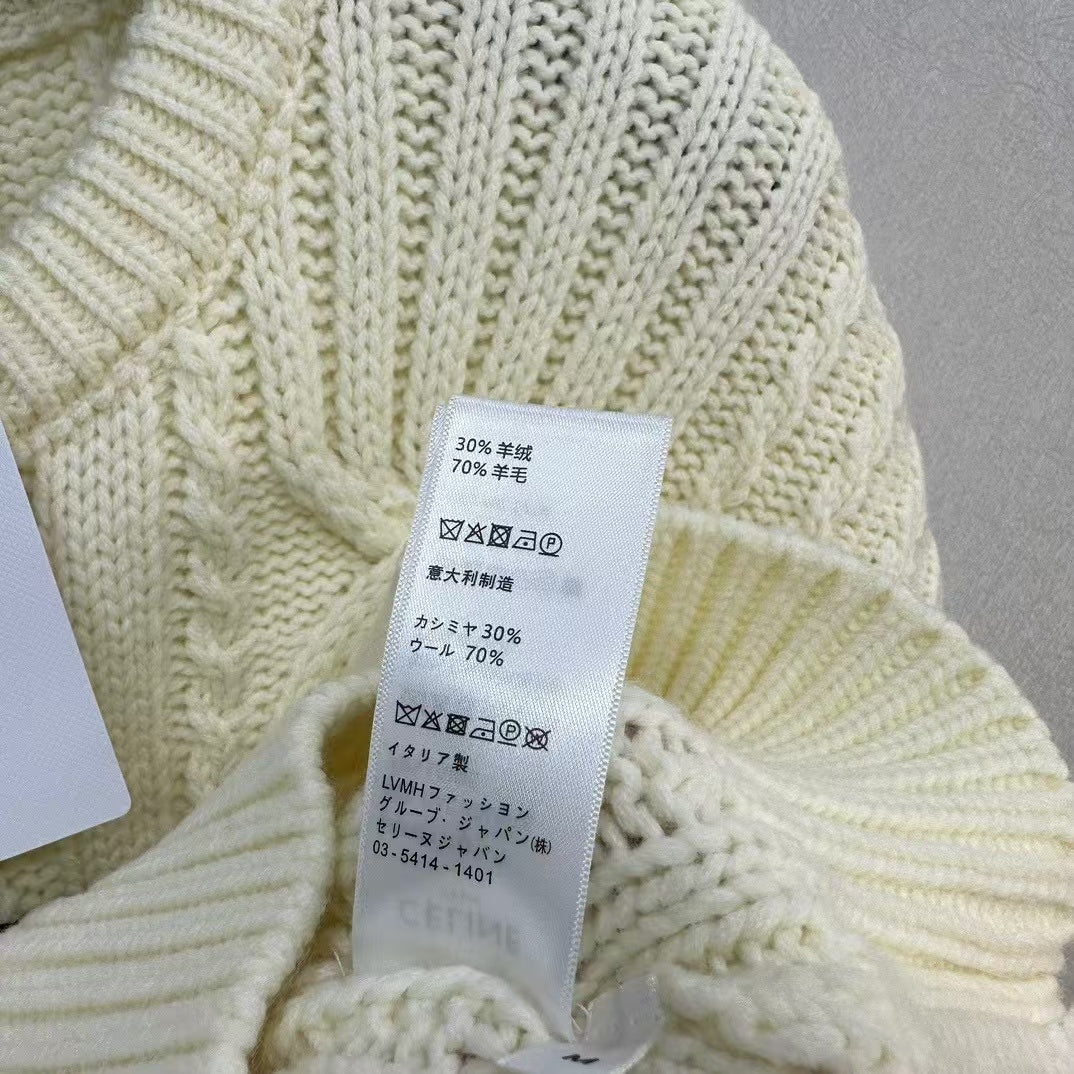 Celin Black Triomphe Cream Sweater