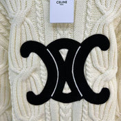 Celin Black Triomphe Cream Sweater