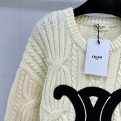 Celin Black Triomphe Cream Sweater