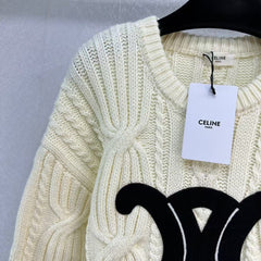Celin Black Triomphe Cream Sweater