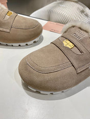 MULES SLIPPERS SHEEPWOOL SUEDE GREY