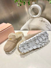 MULES SLIPPERS SHEEPWOOL SUEDE GREY