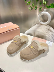 MULES SLIPPERS SHEEPWOOL SUEDE GREY