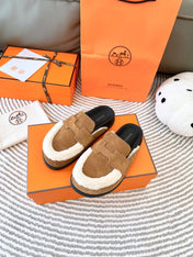 G0 MULE BROWN SUEDE SHEARLING