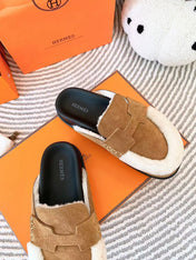 G0 MULE BROWN SUEDE SHEARLING