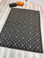 MONOGRAM BLANKET IN BLACK GRAY LAMB