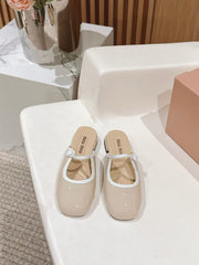 MM MULES IN BEIGE LAMBSKIN