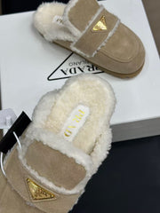 MULES SUEDE AND SHEARLING BEIGE